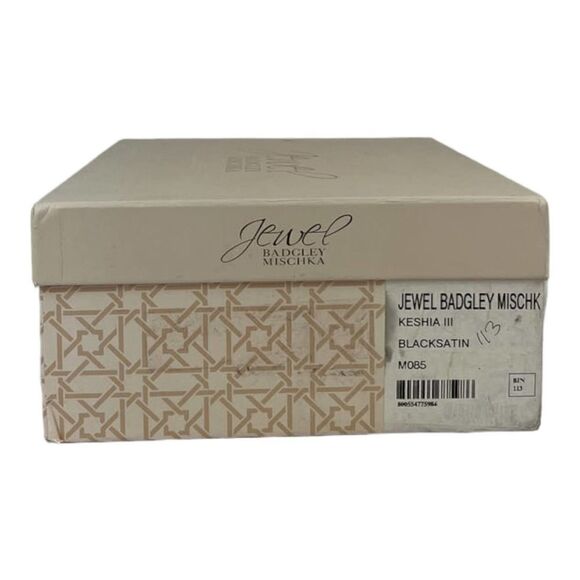 New Women Jewel Badgley Mischka Black Satin Block Heel Sandals US 8.5 - Picture 8 of 8